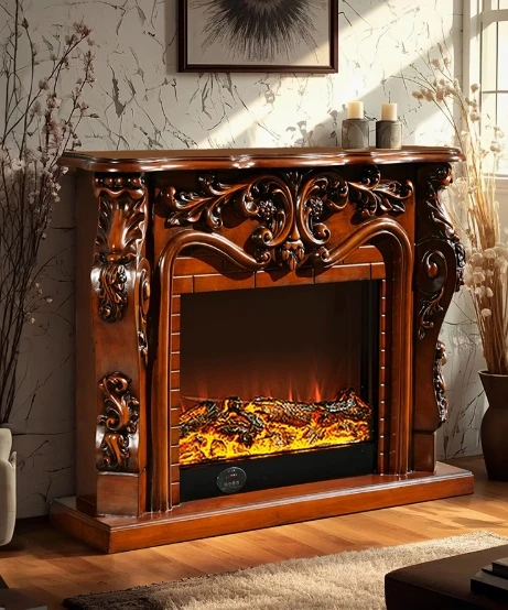 CE french style decorative wood electric fireplace mantel chimenea electrica