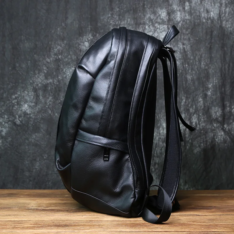NZPJ Leather Men's Backpack Natural Cowhide Large Capacity Travel Bag Outdoor Schoolbag Business Computer Bag For 15 Inch Laptop 4