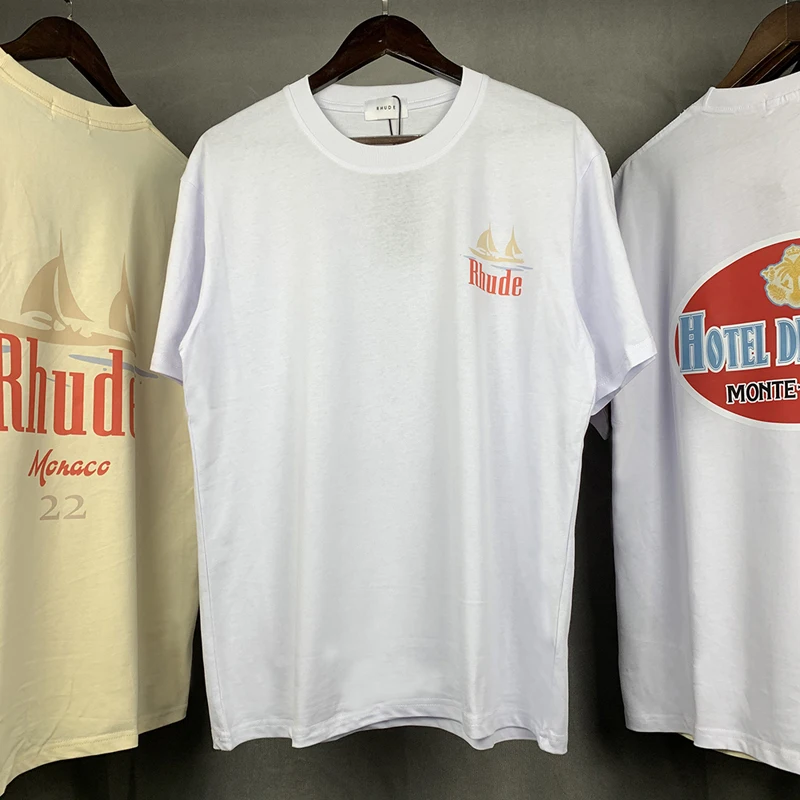 2022 Rhude T Shirt Casual Men Women High Quality Ferry Print Summer Tops Tee Hip Hop 2022 Rhude T Shirt Casual Men Women High Quality Ferry Print Summer Tops Tee Hip Hop