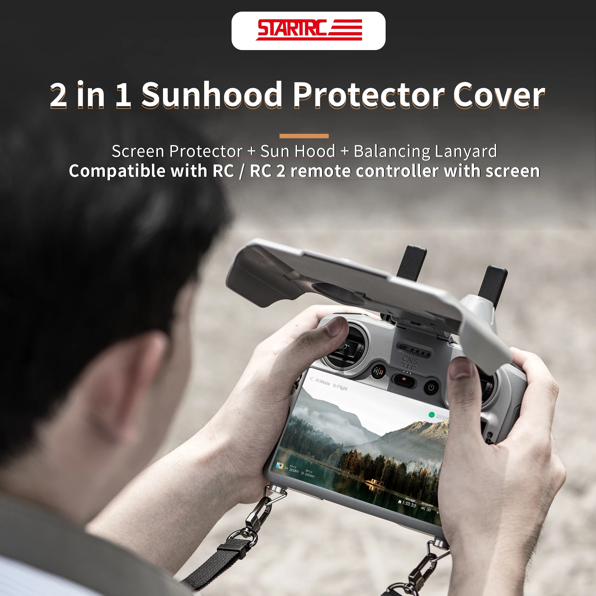 Pare-soleil 2-en-1 pour DJI RC/RC2 - Protection et visibilité écran