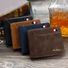 New Men Short Wallets Retro Simple Card Holder Male Purse High Quality PU Leather Photo Holder Fashion Casual Men's Wallet 6