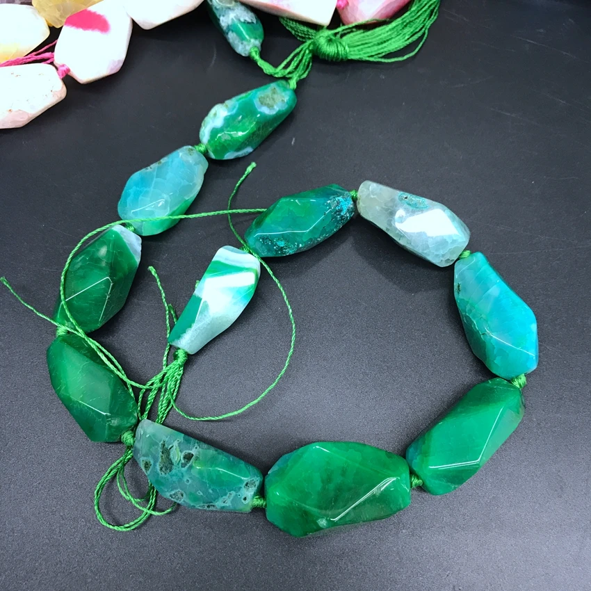 Large Size Rainbow Dragon Veins Agates Faceted Nugget Loose Beads,Colourful Natural Onxy Pendants Necklace for Jewelry Making