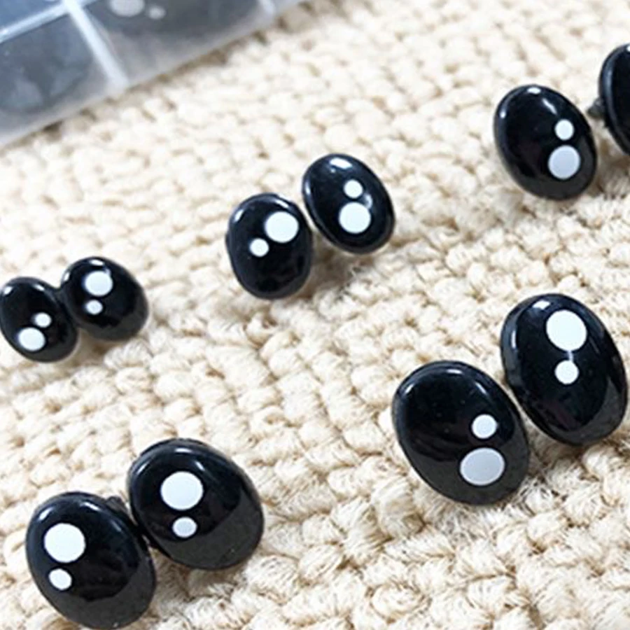100pcs/box OVAL doll eyes Cartoon Safety eyes nose dolls toys Sole Teddy Bear Stuffed Toys Snap Animal Puppet Dolls Craft
