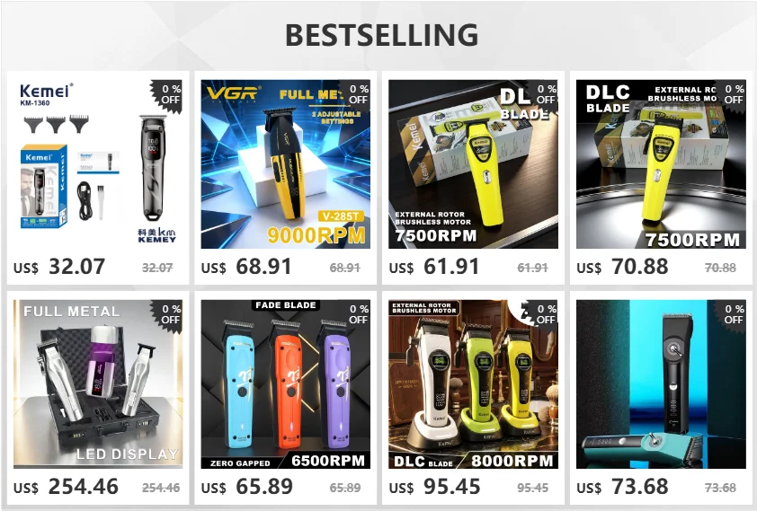 VGR V-285T Trimmer for Men with DLC Blade T-Blade Zero Gapped 9000 RPM Full Metal Professional Hair Cutting Finishing Machine
