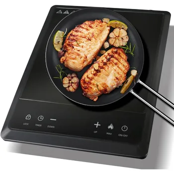 Portable Induction Cooktop,Electric Induction Cooker and Burner,3-Hour Timer,Smart Touch Cooktop,and Safety Lock Feature,Black 1