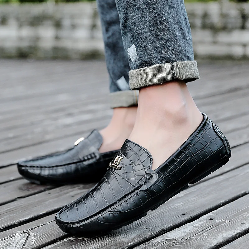 

Men Crocodile Pattern Shoes Formal Shoes Masculino Leather Black Elegant Luxury Suit Shoes Designer Men's Casual Office Loafers