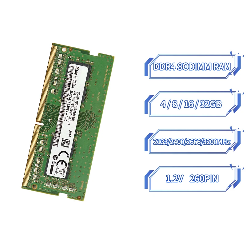 

Laptop DDR4 ram 8gb 4GB 16GB 32GB PC4 2133MHz 2400MHz 2666Mhz 3200MHz 260Pin 1.2V SODIMM notebook Memory Ram ddr4