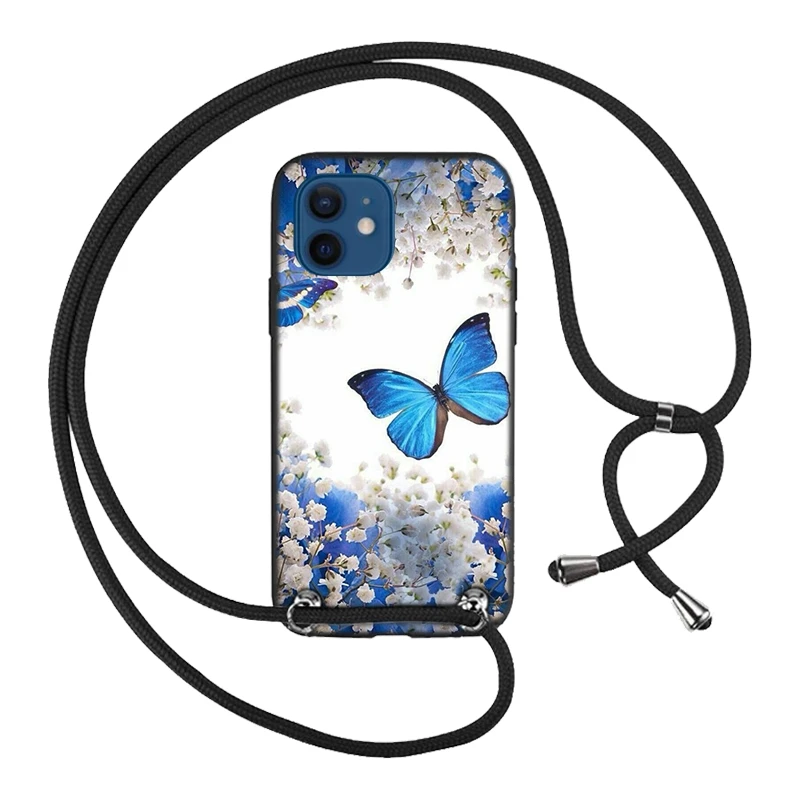 Flower Necklace Lanyard Rope Cover Case For Samsung Galaxy Xcover 4 4S 5 Wide4 Wide5 Quantum 2 Jean2 Phone Cases silicone case samsung Cases For Samsung