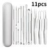 11Pcs Acne Needle Professional Tweezers Acne Remover Ultra-fine No. 5 Cell Pimples Blackhead Clip Facial Pore Cleaning Care Tool 1