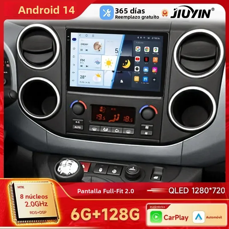 Radio de coche 2 Din estéreo para Citroen Berlingo B9 Peugeot Partner 2008-2019 Reproductor multimedia Android Auto 4G WIFI Carplay GPS Navi 1