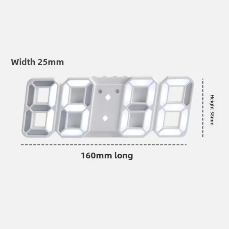 Mini 3D Digital Clock LED Electronic Alarm Clock Wall Clocks Wall-mounted Luminous Light Desk Decorating Table Decorations Home 5