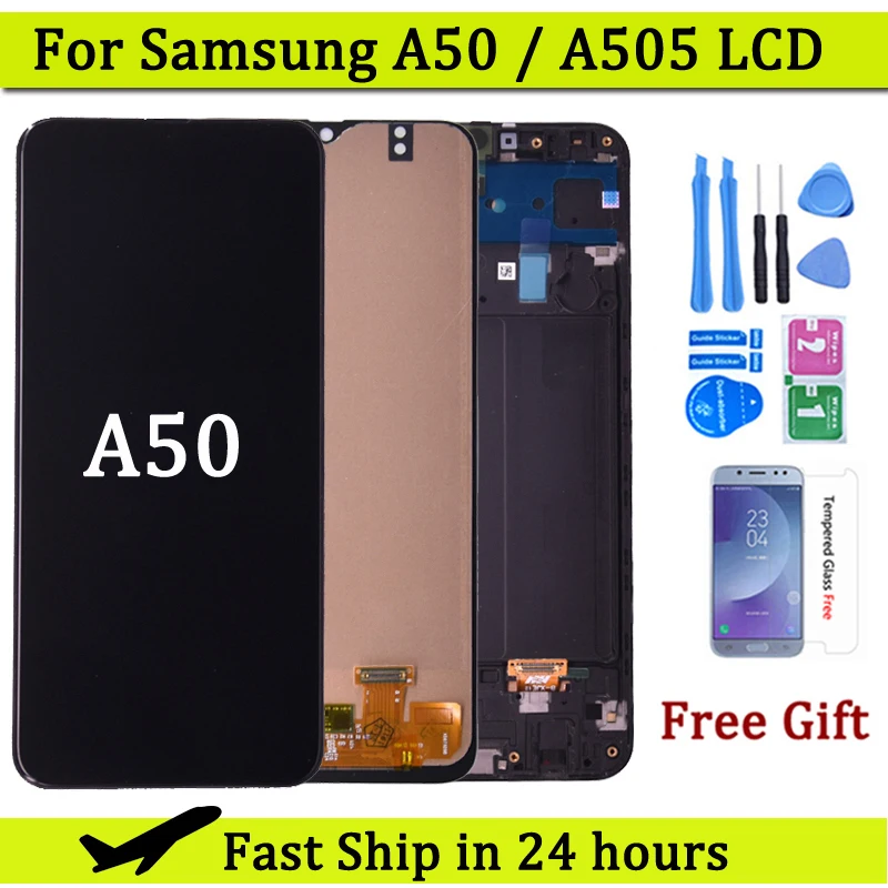 Per Samsung A50 Sm-A505Fn/Ds A505F/Ds A505 Lcd Touch Screen Digitizer Con Cornice Per Samsung A50 Lcd