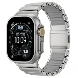 Magnetic Zinc Alloy & Silicone Watch Strap - 44mm 45mm 46mm 49mm (Titanium Gray)