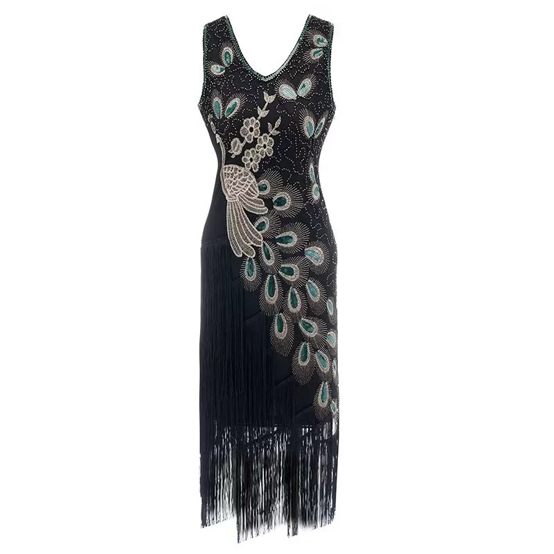 1920s Gatsby Ball Heavy Industry Embroidery Beading Retro Sequin Skirt Banquet Dress Cocktail Party V Dress