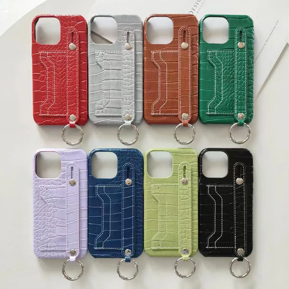 Gold Finger Strap Case for iPhone 14 Pro Max in Genuine Calfskin and  Alligator