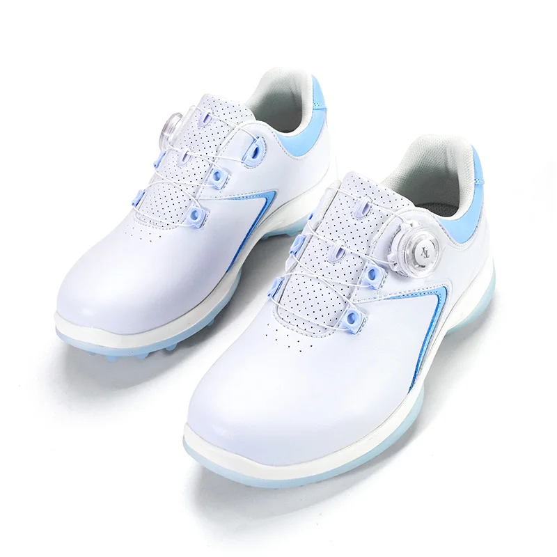 TTYGJ  2024 Golf Shoes for Women's Leather Breathable Waterproof Rotating Button Shoelaces Outdoor Sports Training Shoes
