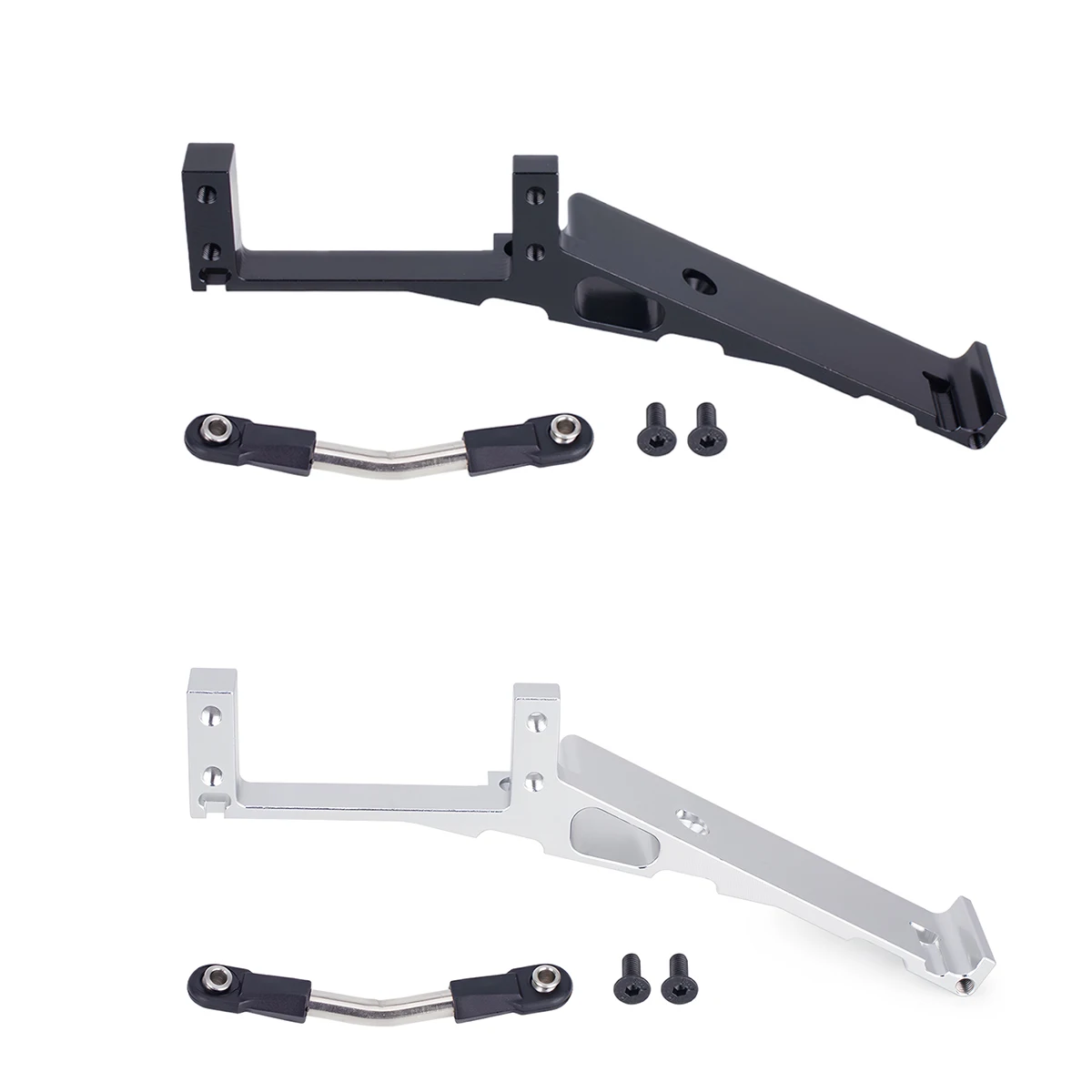 Plateau batterie CNC 3 en 1 pour Axial Capra 1/10 - Silvery, installé sur le châssis du véhicule RC avec batterie en place