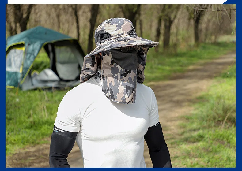 60-65cm Big Head Unisex Men  Women Fisherman Hat Fat Man Big Number Neck Protector Face Shading Sunscreen Hat Leisure Travel Hat 3