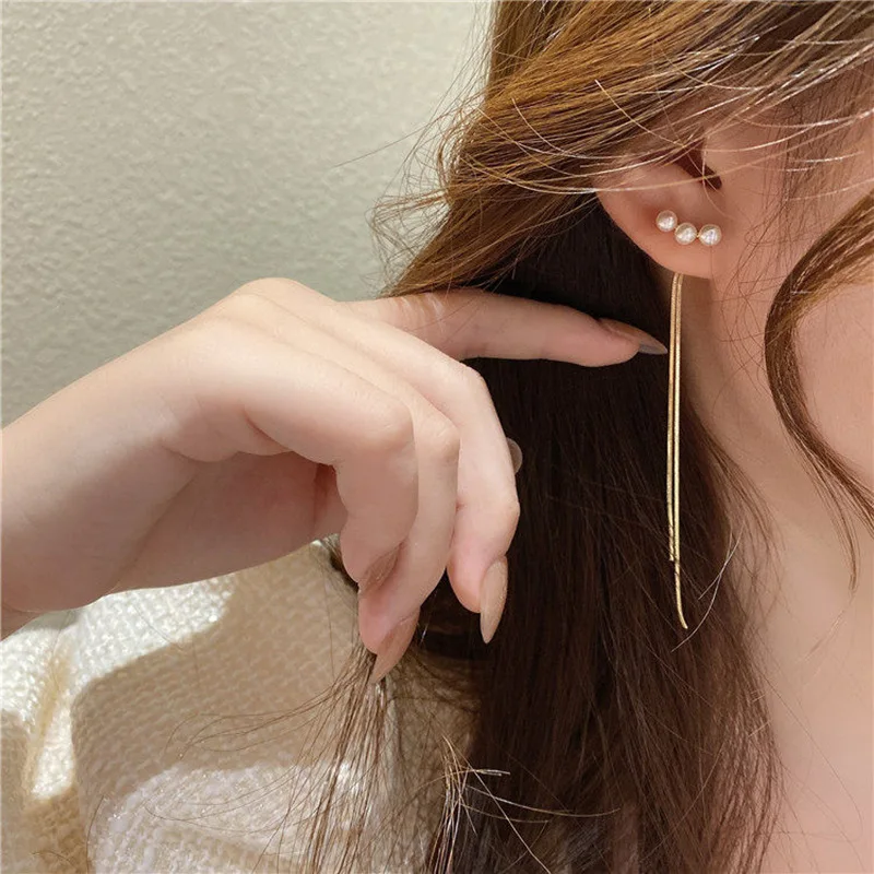 Long Tassel Pearl Drop Earrings for Women Gift Bijoux Fine Jewelry OL 18k  Gold Pendientes Retro Hypoallergenic Earrings Studs - AliExpress