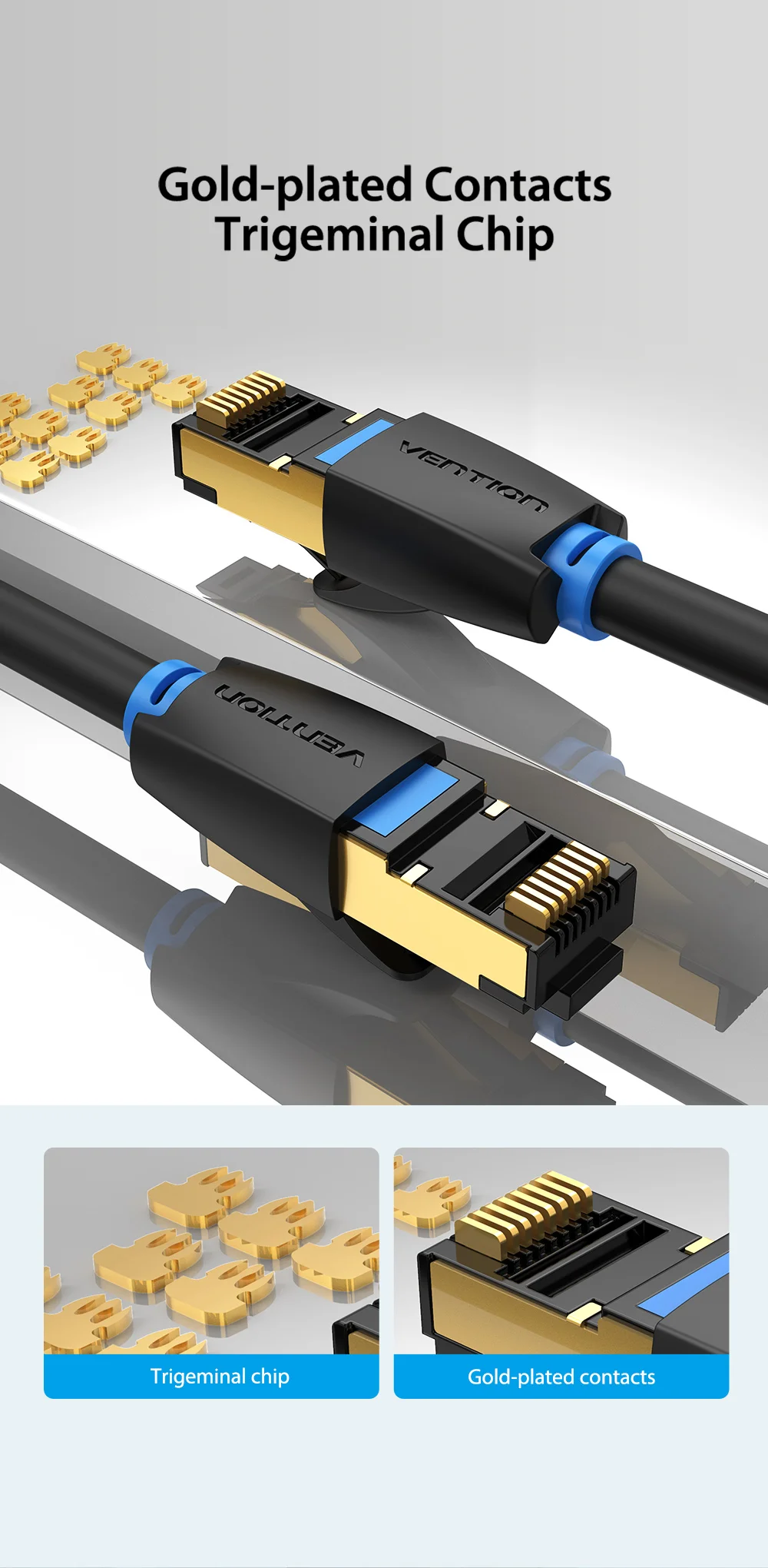 CAT8 Ethernet Cable 40Gbps 2000MHz high speed CAT 8 Networking Internet Lan Cord