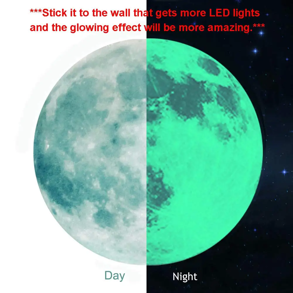 Description Picture 2 of itemLuminous Stickers At Night Glow In The Dark Wall Stickers Room Decor Glow In The Dark Moon Star for Ceiling Kids' Bedroom Decor