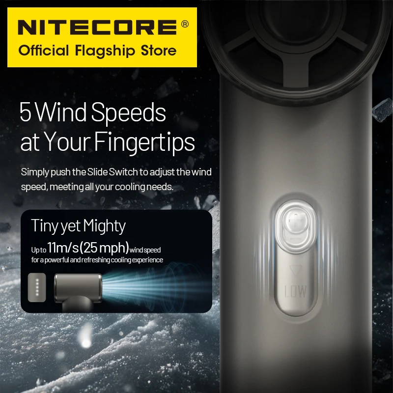 NITECORE NEF01 Mini Handheld Fan 166g Portable Pocket - Image 2
