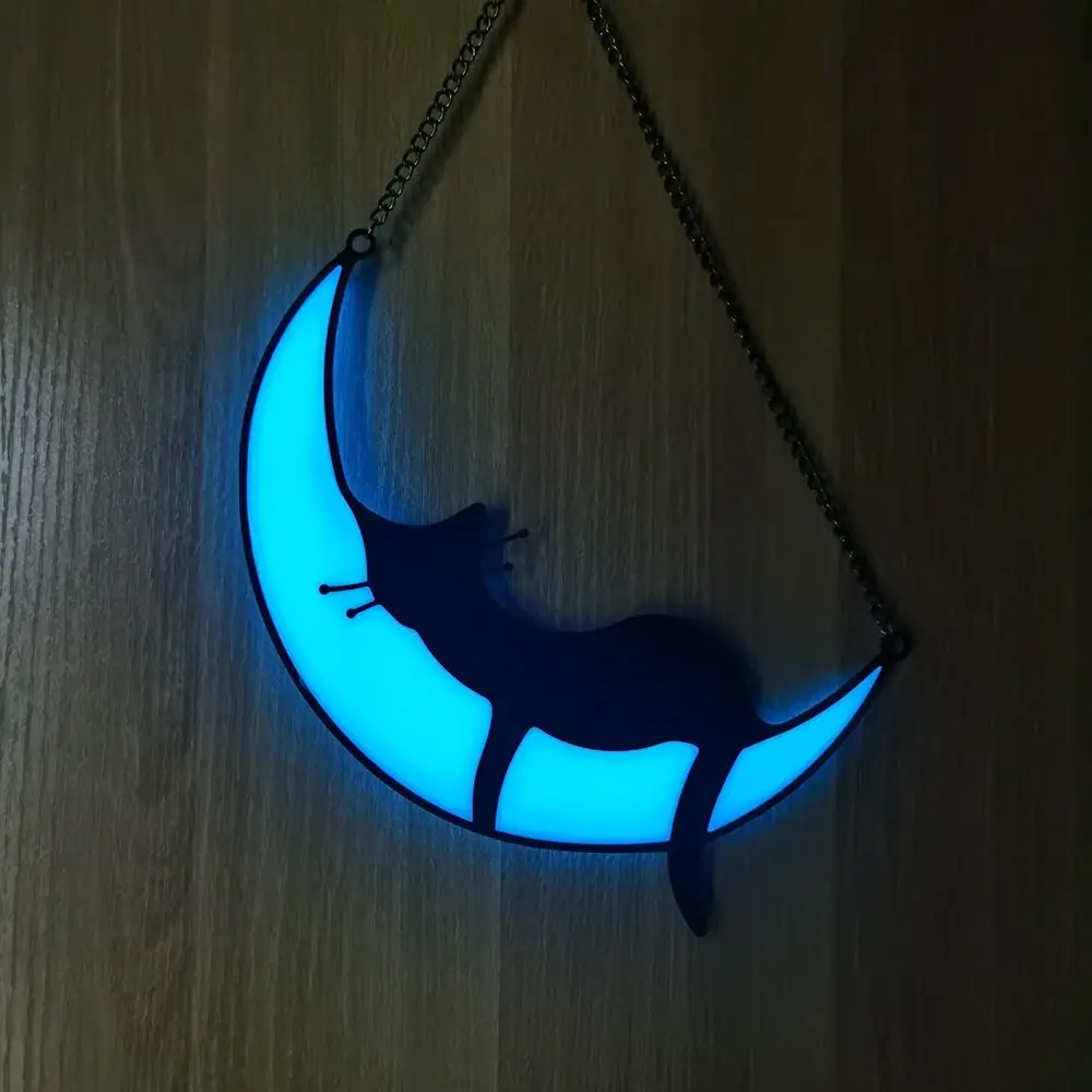

Anti-rust Charm Handicraft With Hook Wall Hanging Home Decor Pet Catcher Window Ornaments Luminous Cat Pendant Acrylic Crafts