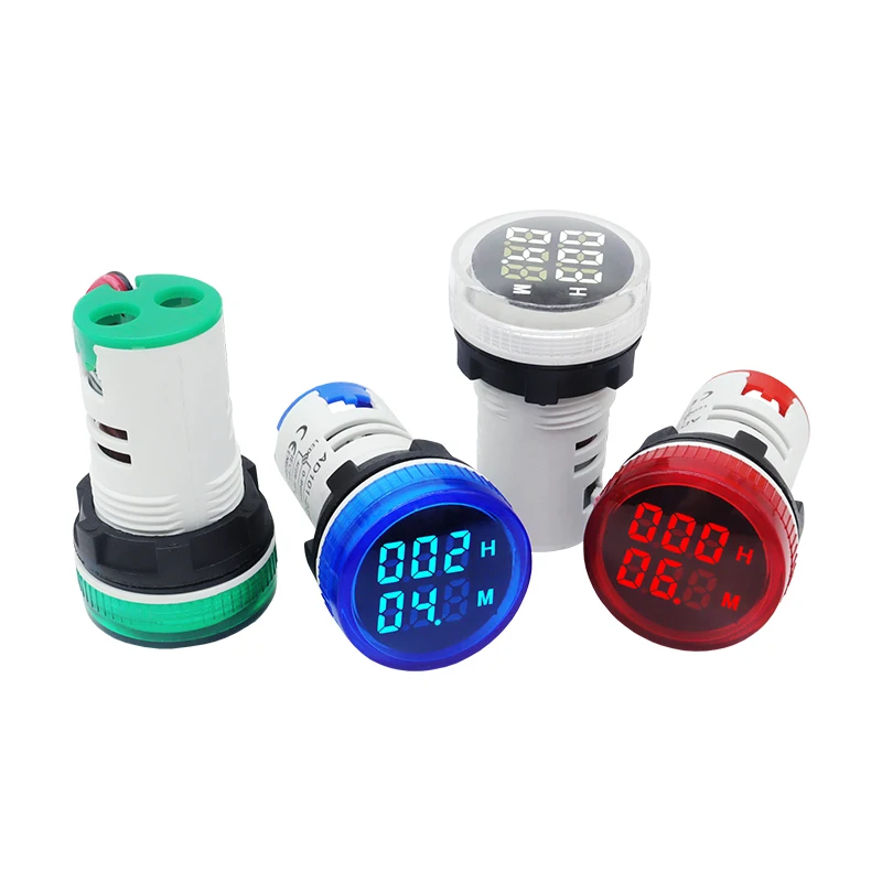 1PC Mini 22mm Round Digital Display LED Indicator Panel Timer Meter 0-999H 0-60M AC220-380V High Accuracy 6
