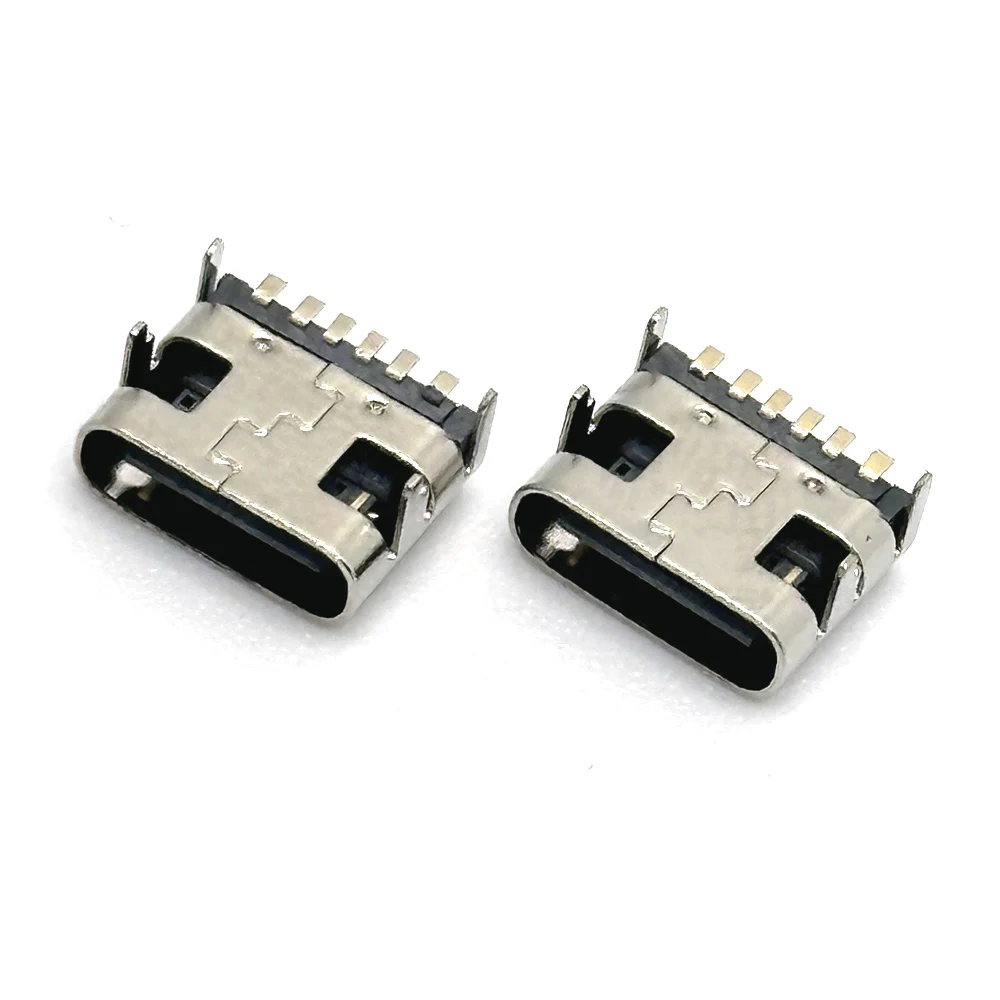 1/20pcs 6 핀 SMT 소켓 커넥터 마이크로 USB 유형 C 3.1 암 배치 SMD DIP PCB 디자인 DIY 고전류 충전
