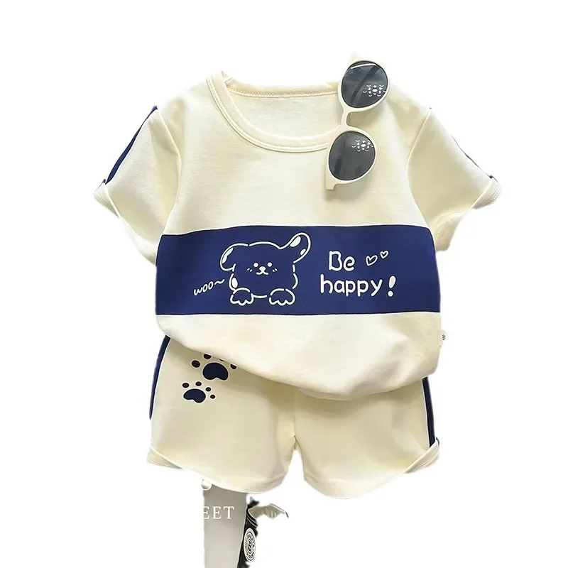 Set di vestiti superiori e inferiori per bambini Abito a maniche corte T-shirt per ragazzi a righe per ragazze Abbigliamento estivo per bambini Abbigliamento da casa - immagine 5