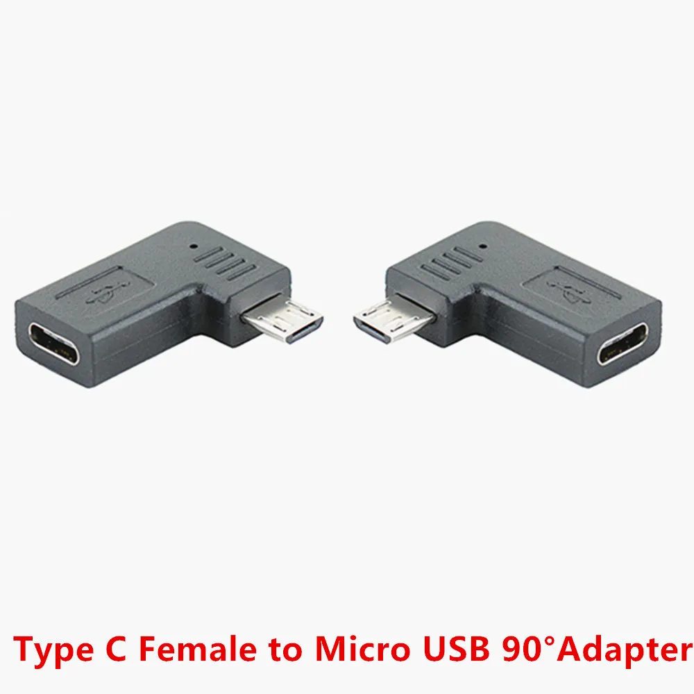

Переходник для передачи данных с гнезда Type-C на Micro USB 2,0 5Pin папа 90 градусов левый и правый угловой тип c