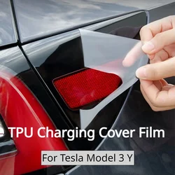 Transparent Charging Cover Film for Tesla Model 3 Y TPU Charging Cover Protective Film Anti-scratch Car Accessories 2017-2023