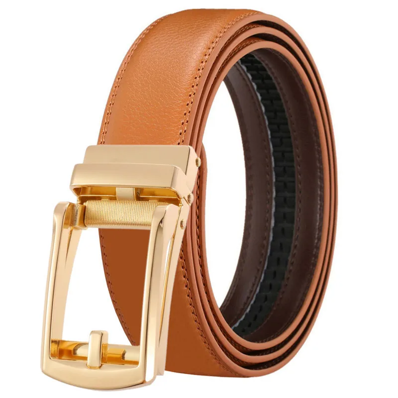 3.5cm Belt for Men Automatic Genuine Leather Belt Men Leather Ratchet Adjustable Real Ratchet Leather Dress Designer