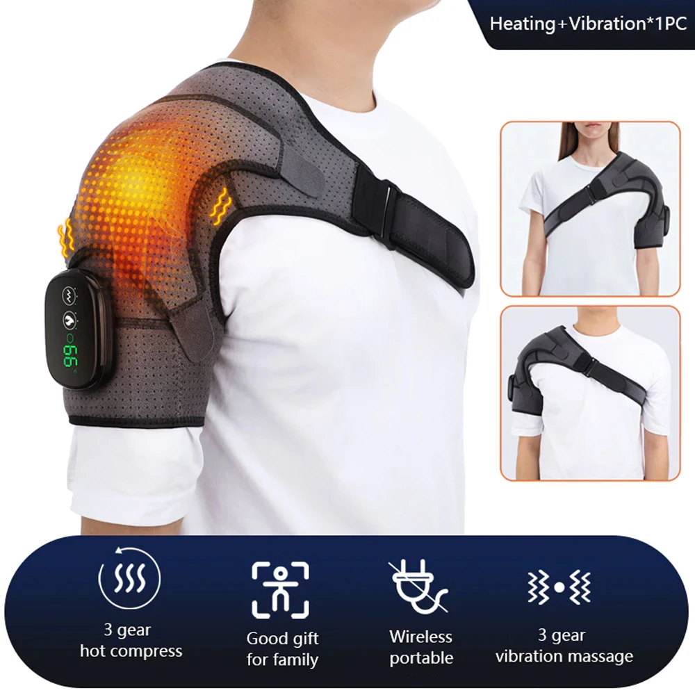  Cordless Heated Shoulder Wrap, Heated Shoulder Brace with  Vibration, Shoulder Massager Heating Pad, Shoulder Support Brace Heated Pad  for Shoulder Relax : Health & Household