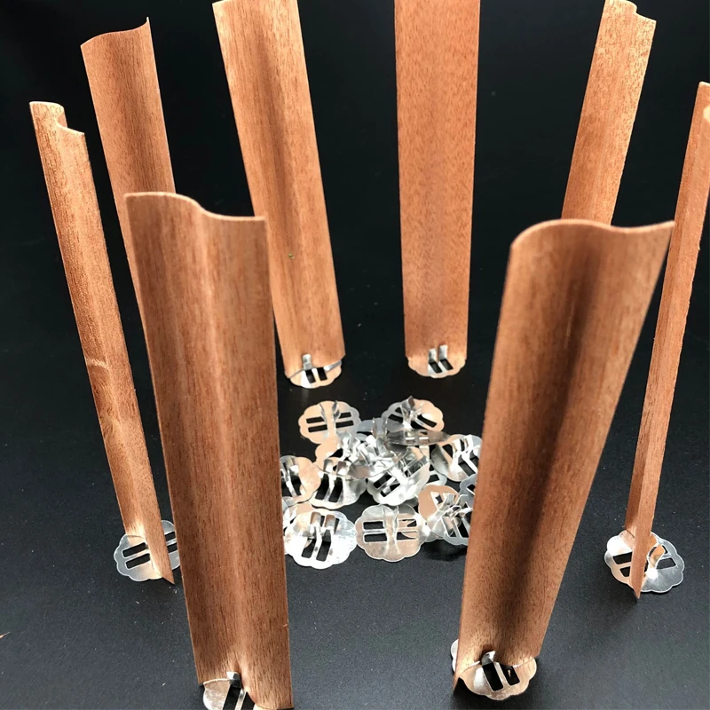 10pcsLargeFlameShapeNaturalWoodenCandleWaxWickDIYCandle