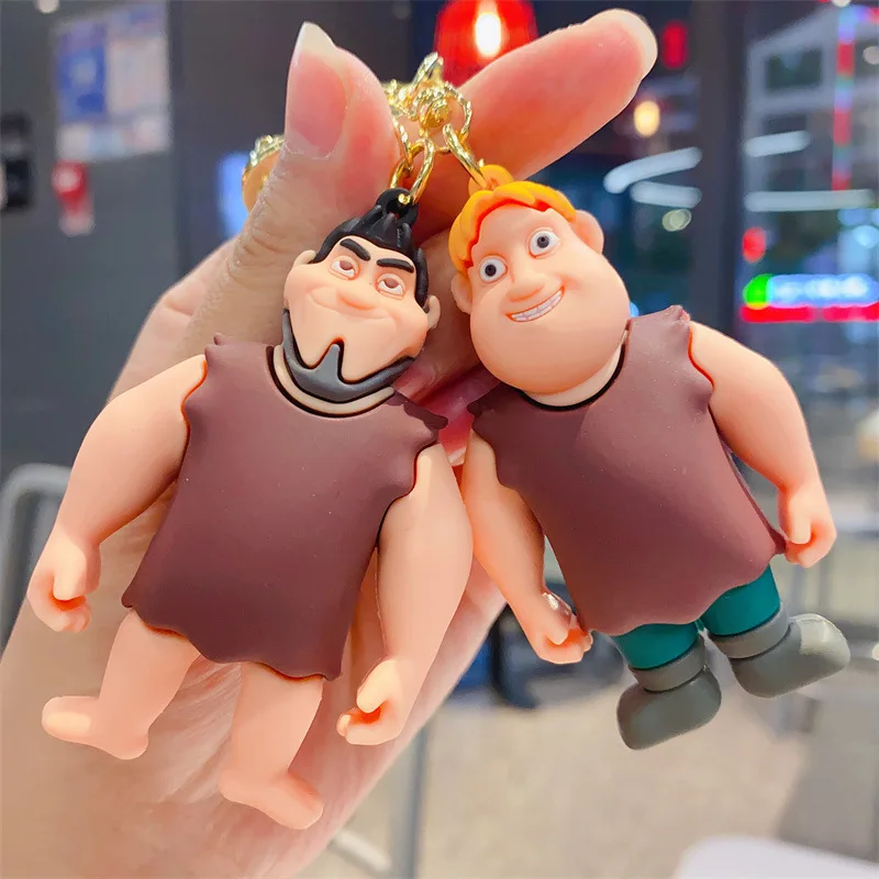 Cartoon Comedy Figure Pendant Keychain Anime Grug Eep Guy Thunk 3D Rubber Character Keyring Jewelry Adventure Cosplay Gift
