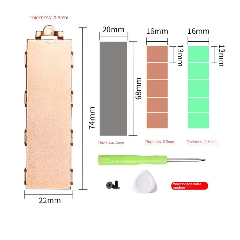 Copper M.2 SSD Heat Sink Radiator Silicone Thermal Pad M.2 SSD Hard Disk Cooling Heatsink for M2 2280 Easy Install