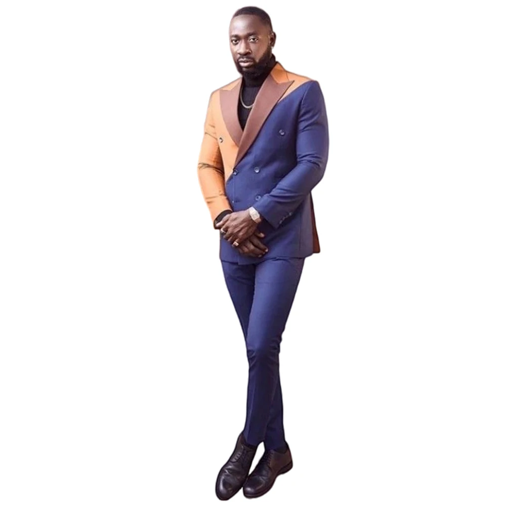 

Men's Two Pieces(Match Color Blazer) Suit for Business Groom,Double Breasted Buttons Peak Lapel Tuxedos