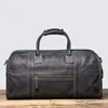 LUOKIR Men's Genuine Leather Handheld Travel Bag, First Layer Cowhide Shoulder Crossbody Gym Bag, Business Travel Luggage Bag 4