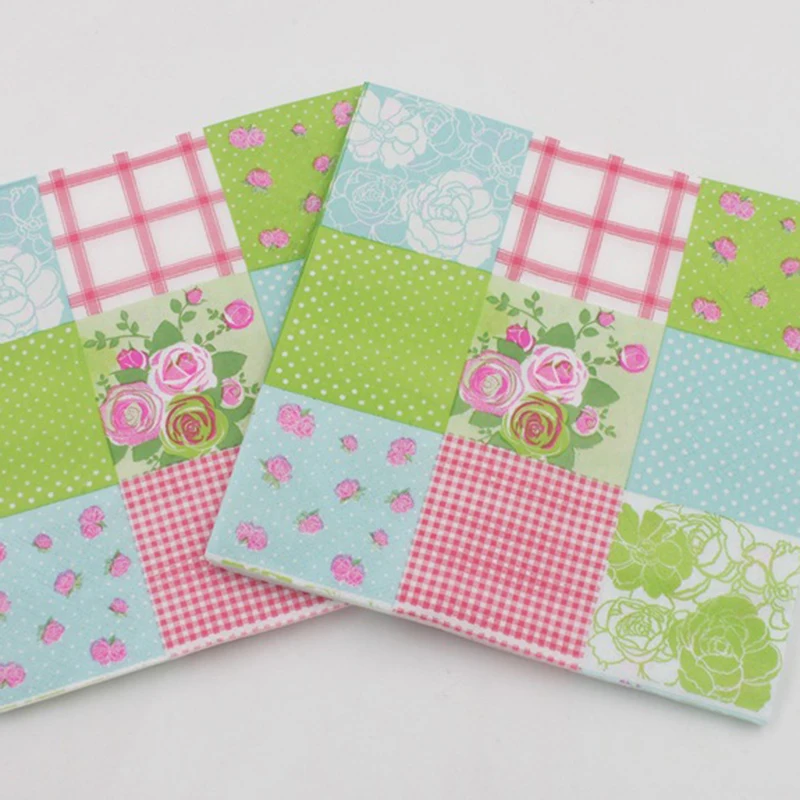20pcs/set Napkins Vintage Paper Napkin Floral Plates 33*33cm Disposable