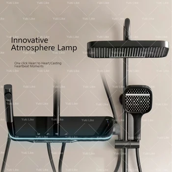 ชุดฝักบัวอาบน้ํา Ambient Light ปุ่มเปียโนชุดโมเดิร์นดิจิตอลจอแสดงผลฝักบัวก๊อกน้ําชุดอุปกรณ์ห้องน้ํา 1