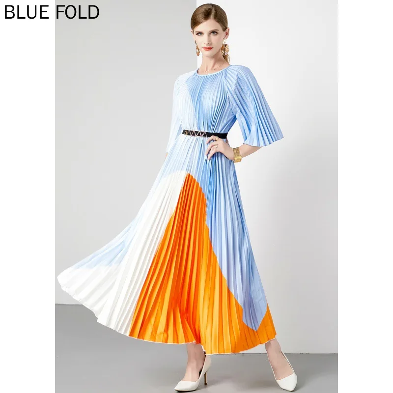 

Miyake Ruched Oversized Accordion Pleated Dress, PLEATS Robe, Female Korean Fashion Dresses