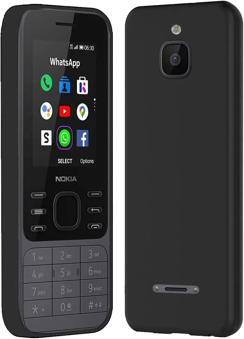 HHUAN Cover per Nokia 6300 4G (2.4) con 2 Pezzi Pellicola Protettiva in Vetro temperato, Custodia Protettiva in TPU in Silicone Ultra Morbido Clear Antiurto per Nokia 6300 4G - WM73