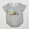 Wholesale Toddler Baby Boy Sleeveless Tractor Romper Newborn Summer Embroidery Plaid One-piece Kids Children Clothing 5