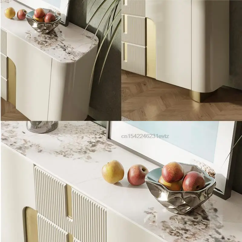 Modern Minimalist Sideboard Buffet Slate Cupboard Living Room Furniture Entrance Hall Console Table Kitchen Cabinets In White
