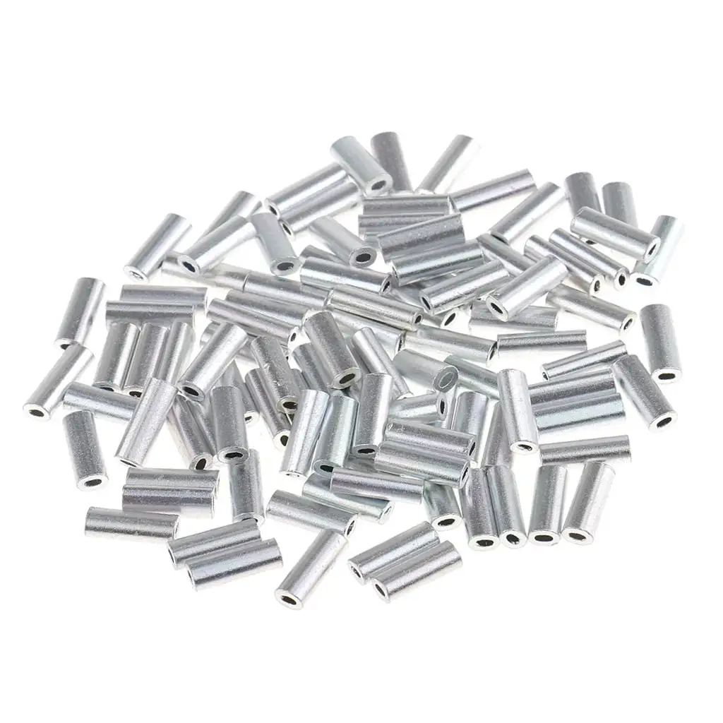 2x 100pcs Aluminum Single Barrel Fishing Leader s Sleeves Fish Accessories