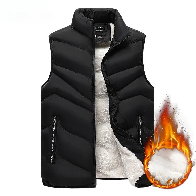 

Lambswool Vest Winter Men's Collar Cotton Clothes Plus Size Undershirt Korean Version of the Padded and Thickened Warm Jacket