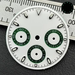 Black 29mm Dial with Green Luminous Accents and Custom Logo - Watch Hands and Accessories (Gray Purpel)