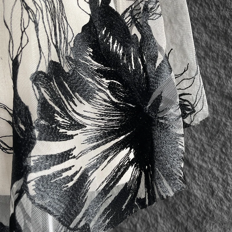 초대형 꽃 자수 레이스 패브릭, 디자이너 패브릭 소재, 바느질 액세서리, Tela Costura Tulle 한푸 소재