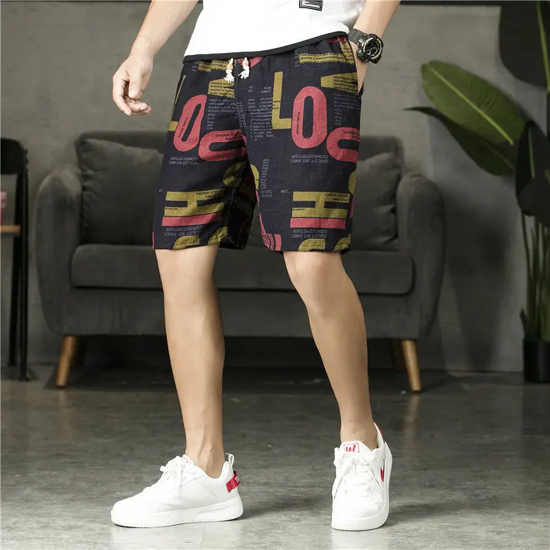 Summer Print Men Beach Shorts Sweatpants Jogger Pants Athletic Fitness Hiking Outdoor Casual Shorts Loose Men Clothing New